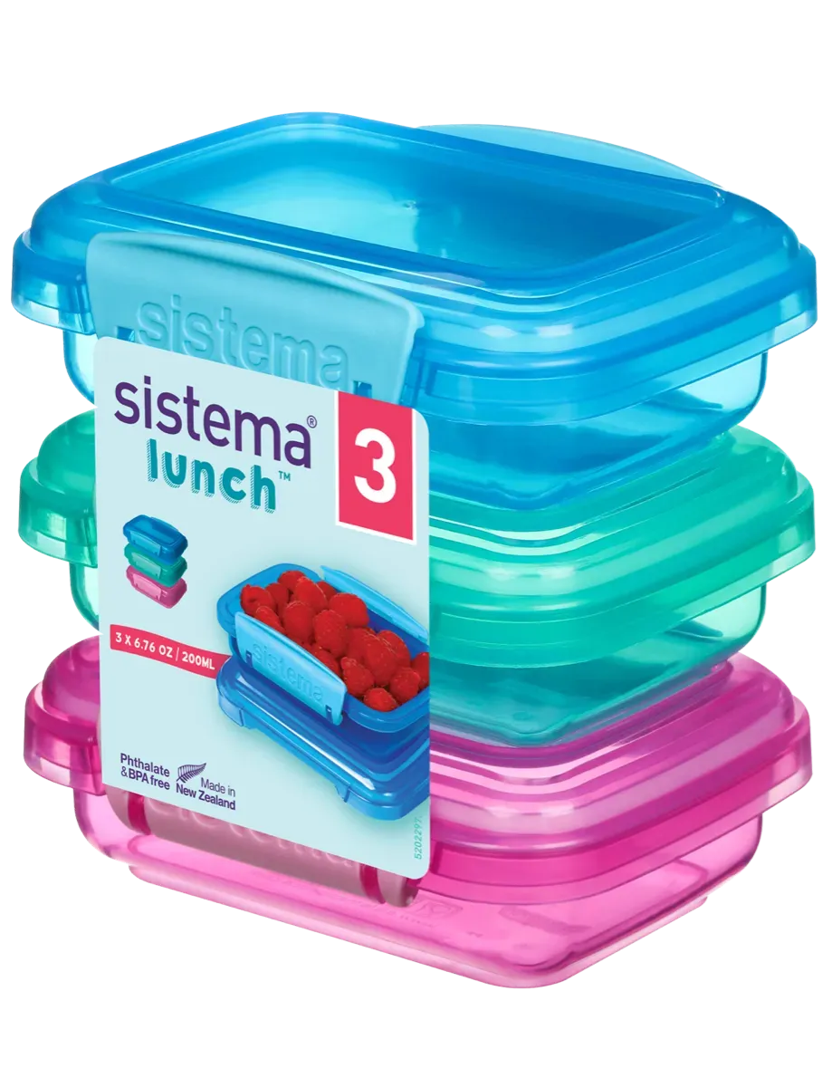 Sistema Lunch Pack of 3, Colored, 200ml
