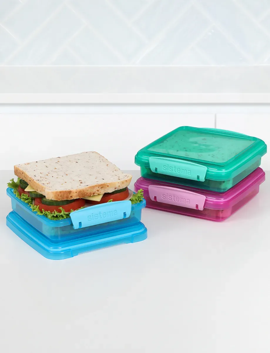 Sistema Sandwich Box Pack of 3, Colored, 450ml