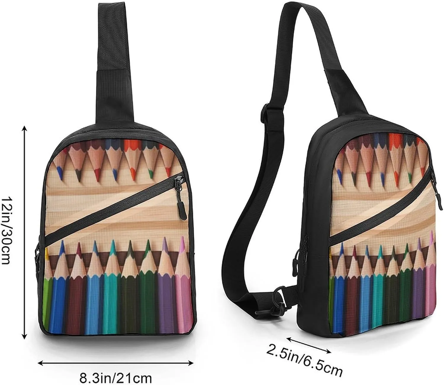 Sling Bag for Women Men Crossbody Sling Backpack Colored Pencils Chest Bags Shoulder Backpack Travel Hiking Daypack