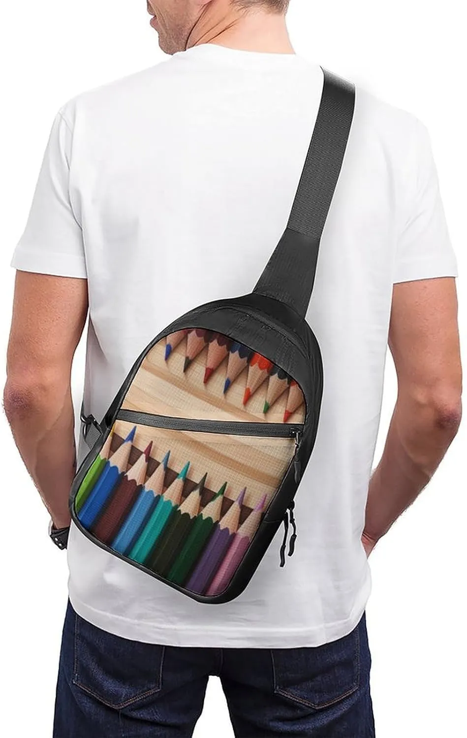 Sling Bag for Women Men Crossbody Sling Backpack Colored Pencils Chest Bags Shoulder Backpack Travel Hiking Daypack