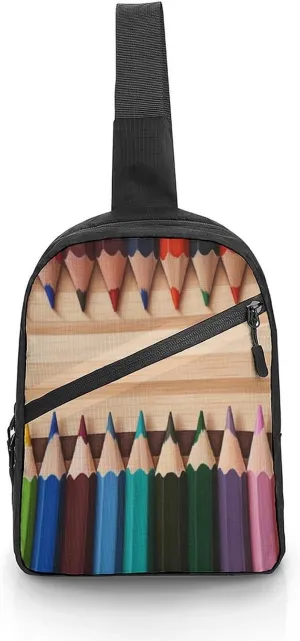 Sling Bag for Women Men Crossbody Sling Backpack Colored Pencils Chest Bags Shoulder Backpack Travel Hiking Daypack