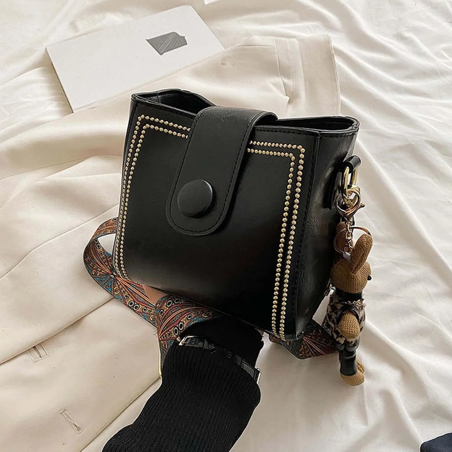 Small Bags for Women, Vintage Fashion Bag with Adjustable Wider Shoulder Strap, Vintage Retro Small Water Bucket Bag