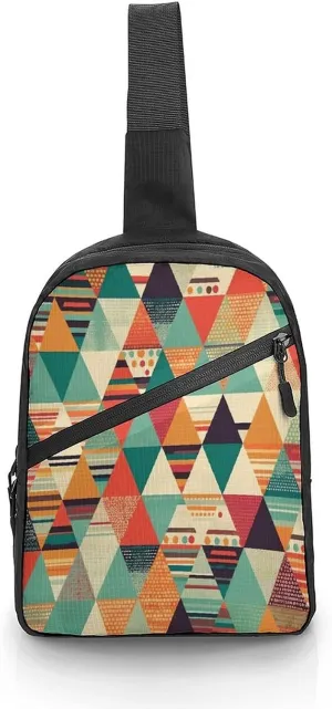 Small Sling Chest Bag Crossbody Bag for Men Women,Bright Colors And Stripes Lightweight Gym Daypack for Travel Cycling Hiking