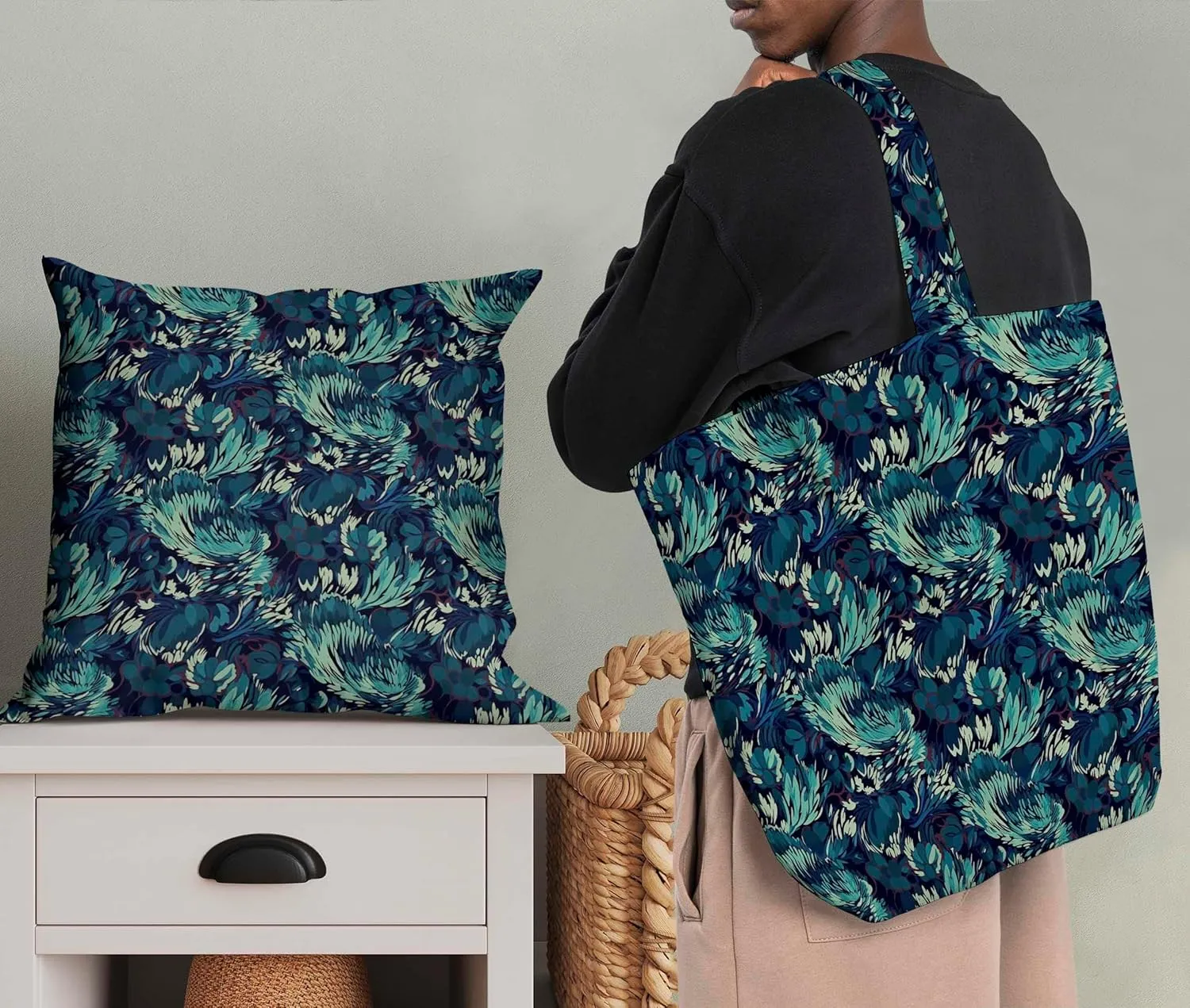 Soimoi Abstracts Print - Green, Canvas Fabric Material - 56 Inch Wide, 1 Yard, Unstitched Fabric for Upholstery, Bags, Workwear and Outdoor Gear.