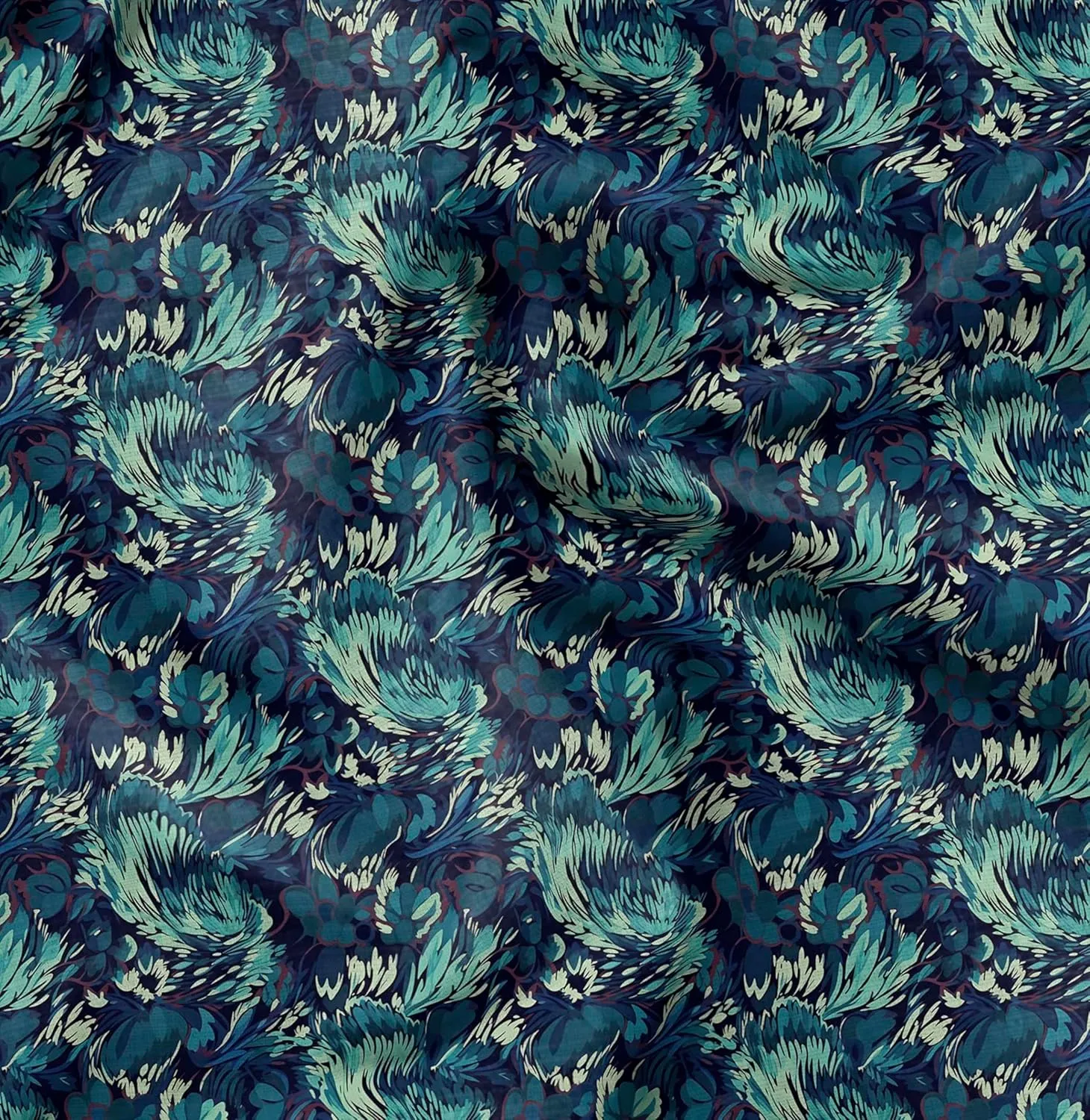 Soimoi Abstracts Print - Green, Canvas Fabric Material - 56 Inch Wide, 1 Yard, Unstitched Fabric for Upholstery, Bags, Workwear and Outdoor Gear.