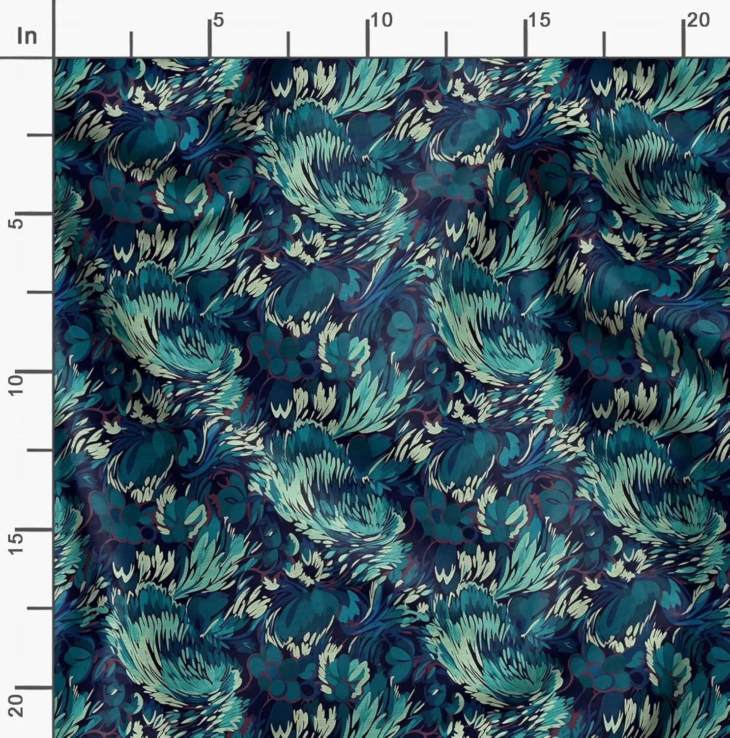 Soimoi Abstracts Print - Green, Canvas Fabric Material - 56 Inch Wide, 1 Yard, Unstitched Fabric for Upholstery, Bags, Workwear and Outdoor Gear.