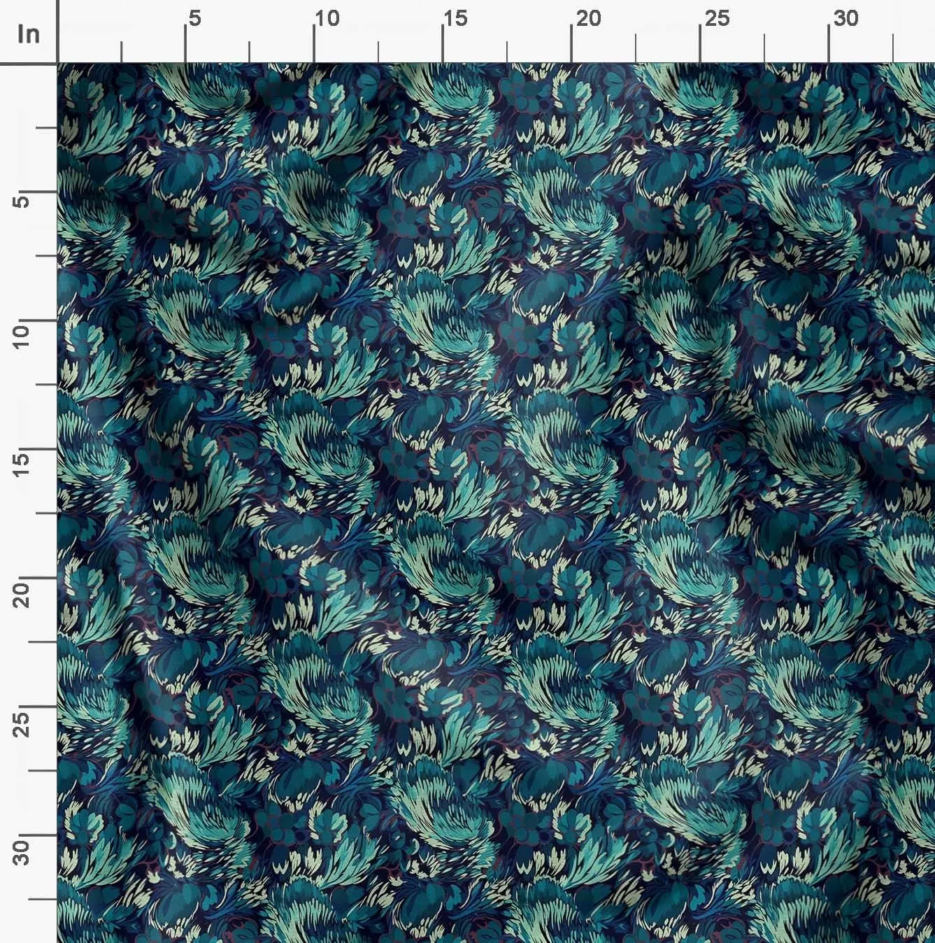 Soimoi Abstracts Print - Green, Canvas Fabric Material - 56 Inch Wide, 1 Yard, Unstitched Fabric for Upholstery, Bags, Workwear and Outdoor Gear.