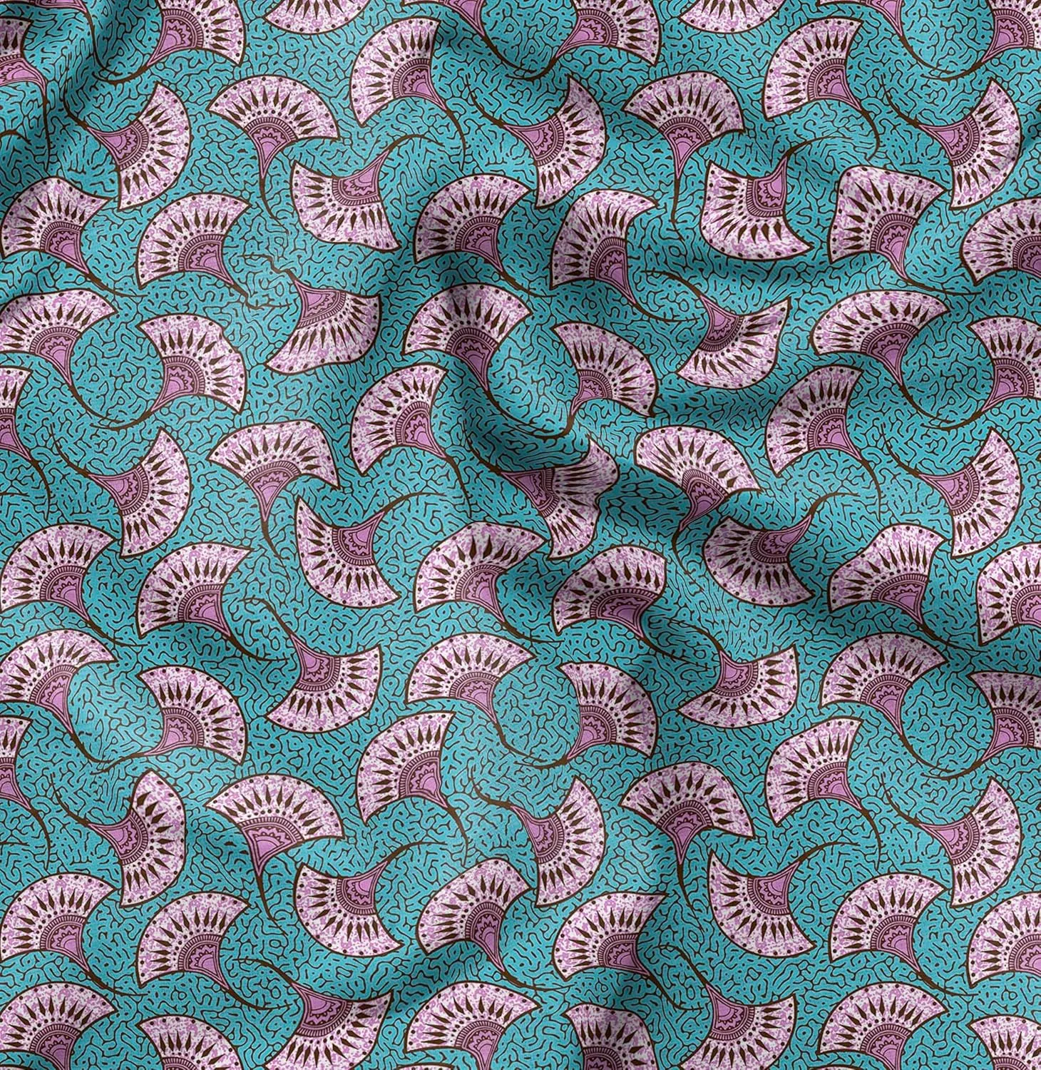 Soimoi African Print - Green, Canvas Fabric Material - 56 Inch Wide, 1 Yard, Unstitched Fabric for Upholstery, Bags, Workwear and Outdoor Gear.
