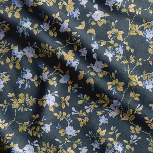 Soimoi Chinese Floral Print - Blue, Canvas Fabric Material - 56 Inch Wide, 1 Yard, Unstitched Fabric for Upholstery, Bags, Workwear and Outdoor Gear.