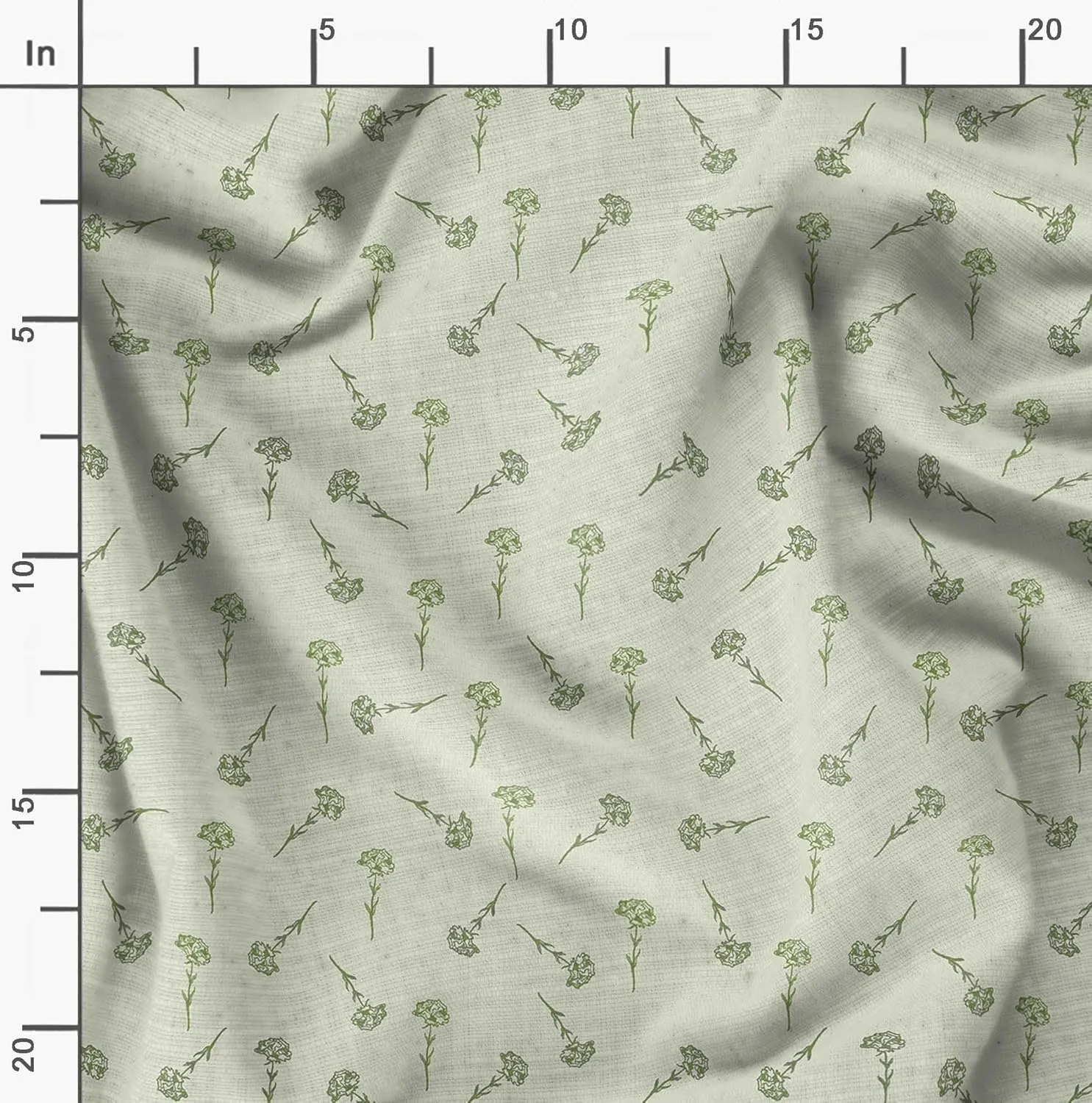 Soimoi Florals Print - Green, Canvas Fabric Material - 56 Inch Wide, 1 Yard, Unstitched Fabric for Upholstery, Bags, Workwear and Outdoor Gear.