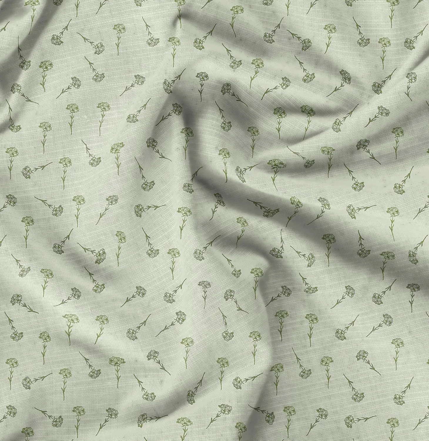 Soimoi Florals Print - Green, Canvas Fabric Material - 56 Inch Wide, 1 Yard, Unstitched Fabric for Upholstery, Bags, Workwear and Outdoor Gear.