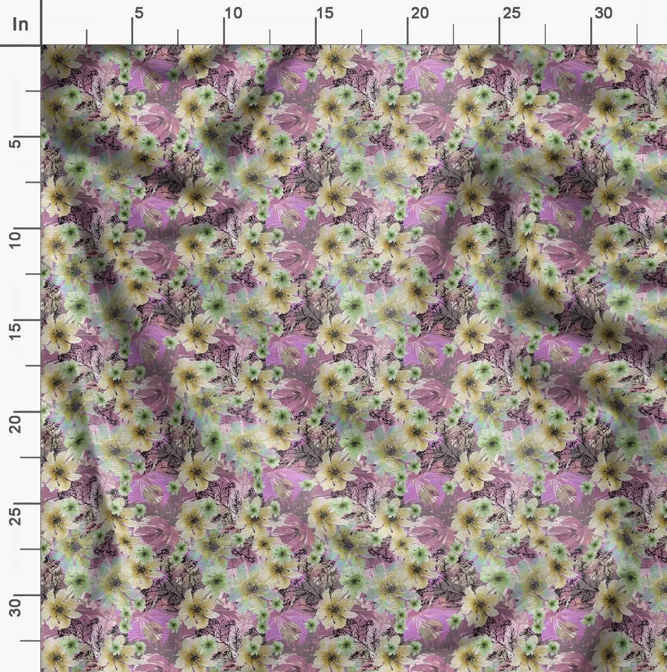 Soimoi Florals Print - Yellow, Canvas Fabric Material - 56 Inch Wide, 1 Yard, Unstitched Fabric for Upholstery, Bags, Workwear and Outdoor Gear.