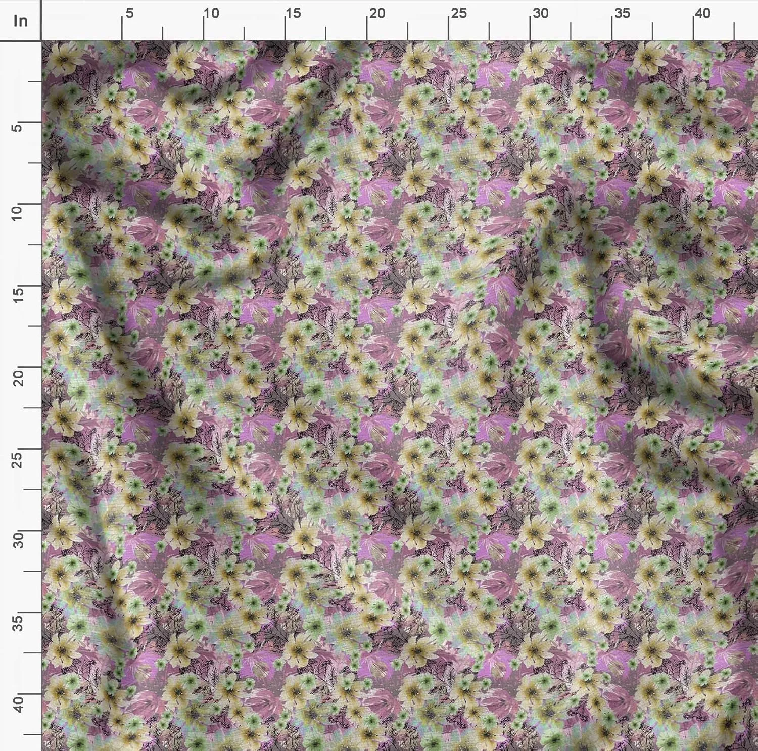 Soimoi Florals Print - Yellow, Canvas Fabric Material - 56 Inch Wide, 1 Yard, Unstitched Fabric for Upholstery, Bags, Workwear and Outdoor Gear.