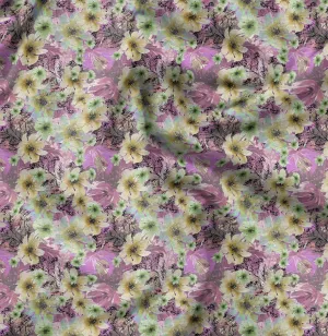 Soimoi Florals Print - Yellow, Canvas Fabric Material - 56 Inch Wide, 1 Yard, Unstitched Fabric for Upholstery, Bags, Workwear and Outdoor Gear.