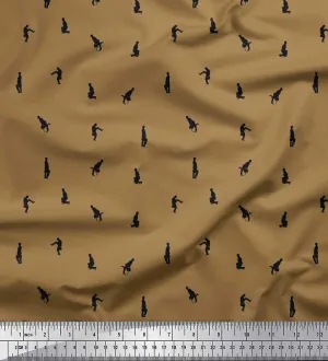 Soimoi Rayon Brown Fabric - by The Yard - 56 Inch Wide - Bag, Umbrella & Men Small Shirting - Urban Style with Bags, Umbrellas, and Men Motifs Printed Fabric