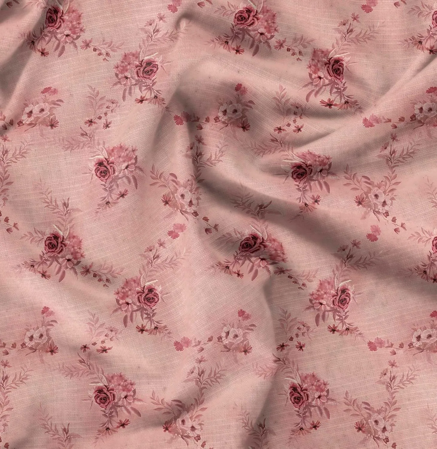 Soimoi Rose Print - Orange, Canvas Fabric Material - 56 Inch Wide, 1 Yard, Unstitched Fabric for Upholstery, Bags, Workwear and Outdoor Gear.