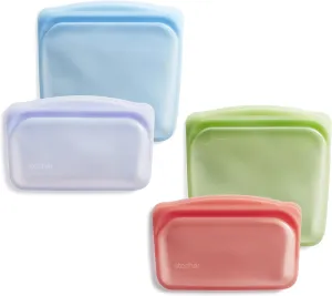 Stasher Premium Silicone Reusable Food Storage Bags, 4-Pack, Rainbow | Multi-Use Food Storage Bags, Lunch Bag, Travel Containers | BPA Free, Leak-free, Dishwasher-Safe, Eco-friendly