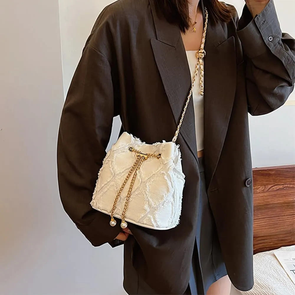 Stylish Denim Bucket Bag for Women - Versatile Crossbody Handbag with Adjustable Strap