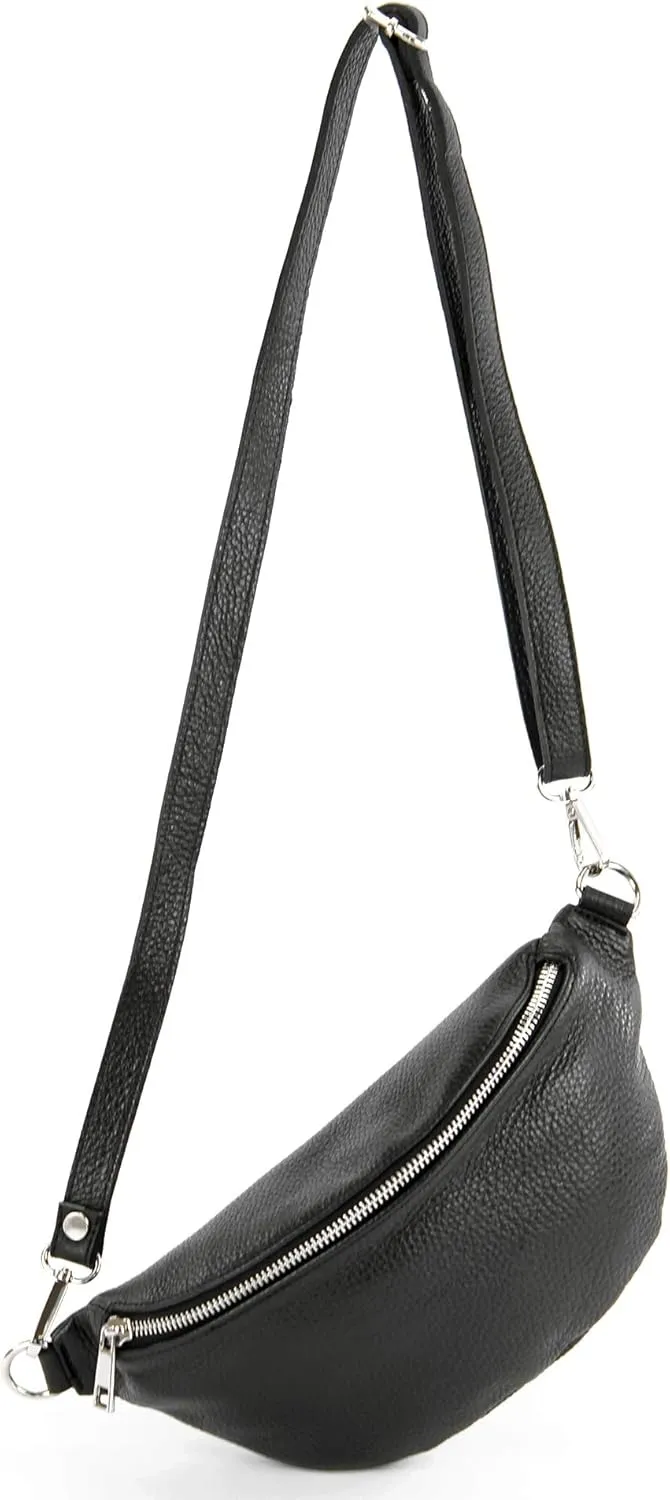 T211 - Italian hip bag, bum bag, chest bag small made of soft leather