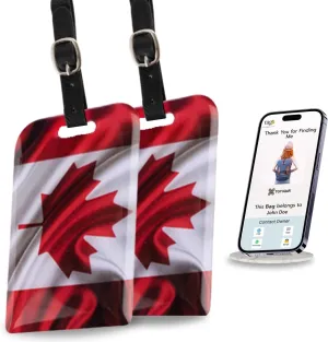 tag8 Bag Security Luggage Tag, Canada Flag Bag Luggage tag with Airport Tracer Code | Stop Losing, Start Tagging