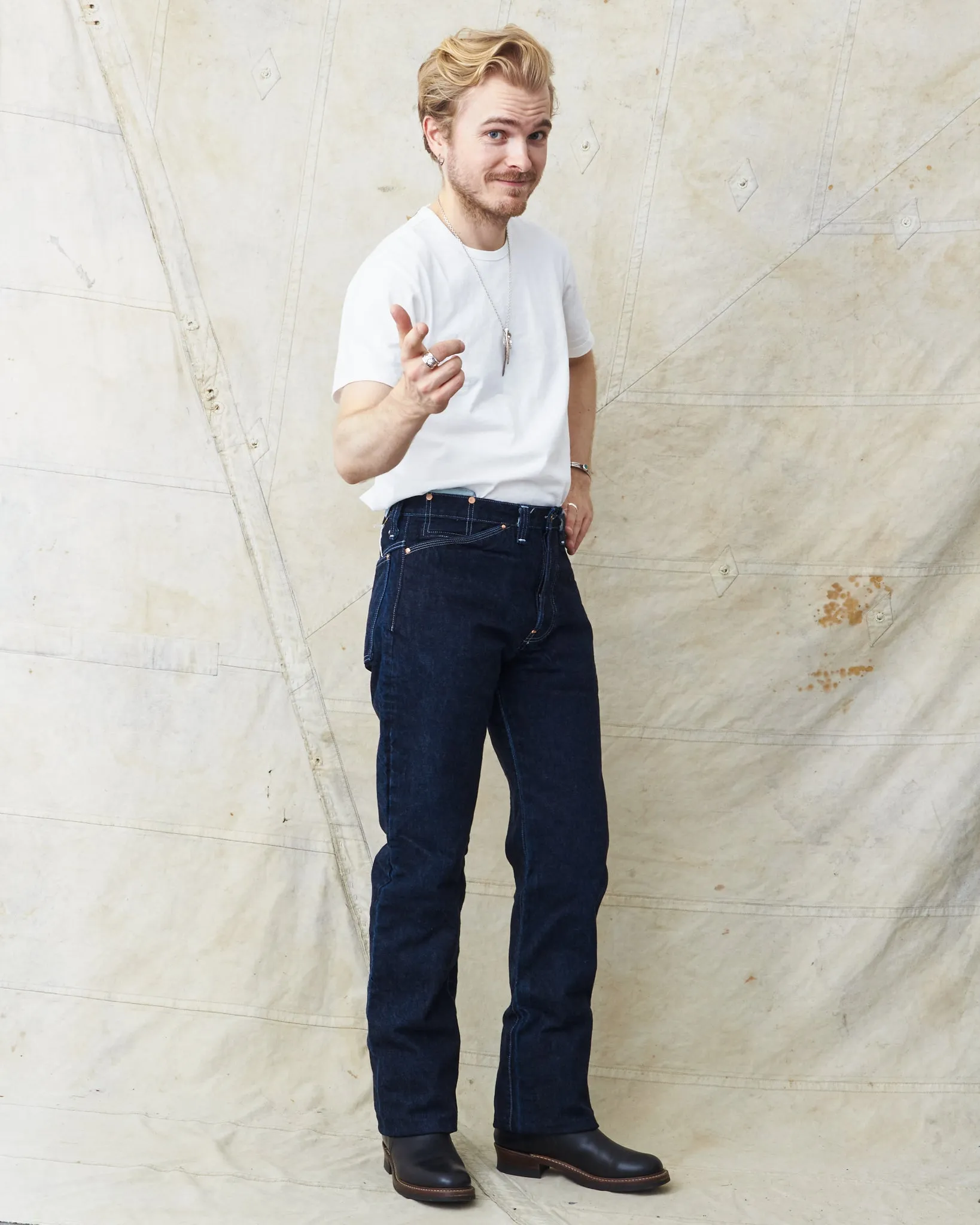 Tender Type 125 High Straight Jeans 16 oz Rinsed Selvage Denim