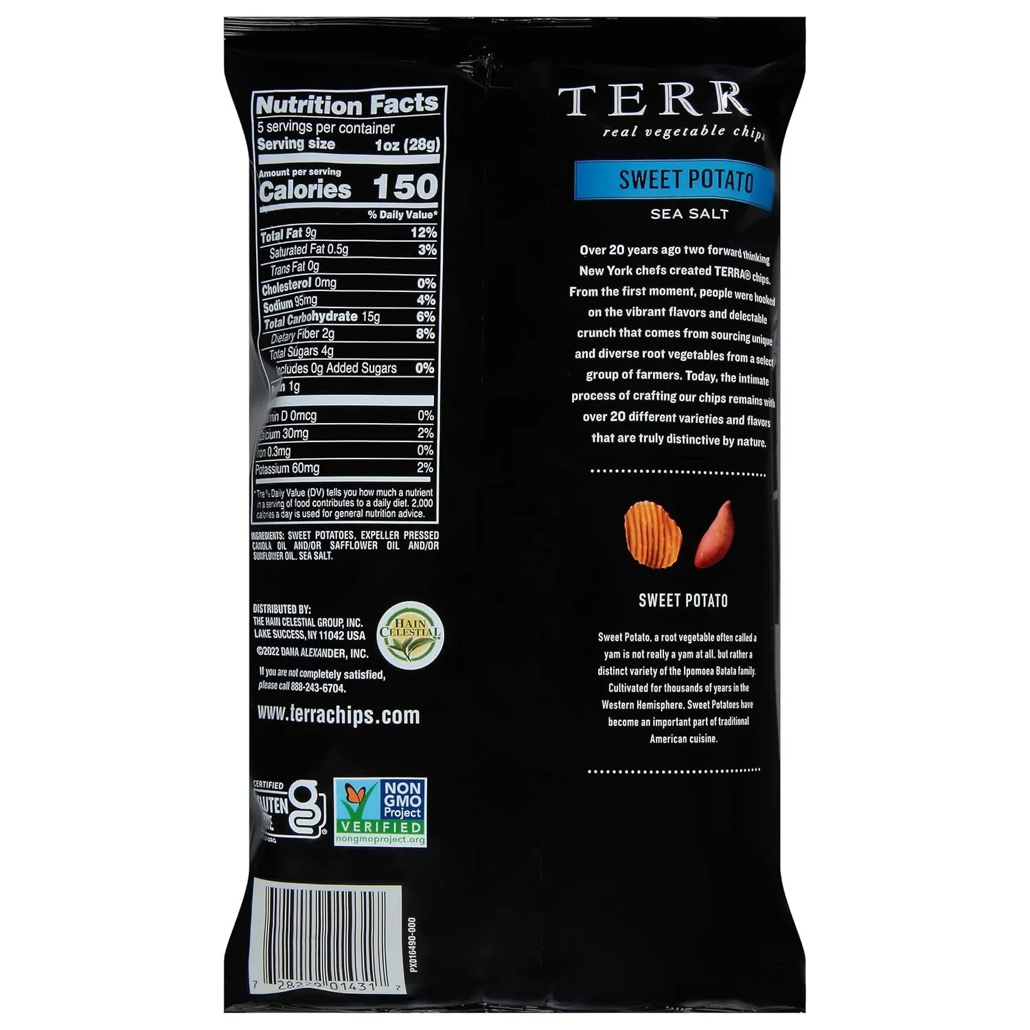 Terra Vegetable Chips, Sweet Potato with Sea Salt, 5 oz. (Pack of 12)