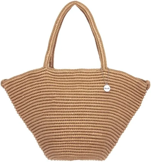 The Sak Calla Large Tote Bag in Crochet, Double Handle Straps, Bamboo