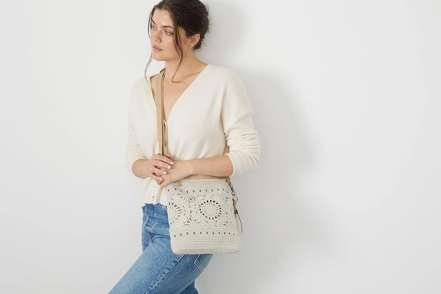 The Sak Lucia Crossbody Purse - Hand Crochet Women's Handbag for Everyday & Travel - Cross Body Bag With Zipper Pockets