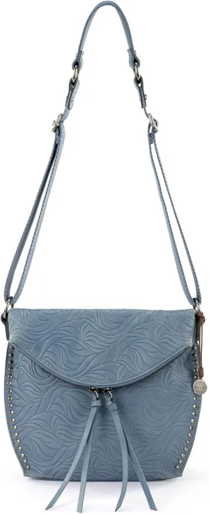 The Sak Silverlake Crossbody in Leather, Adjustable Crossbody Strap, Maritime Wave Emboss