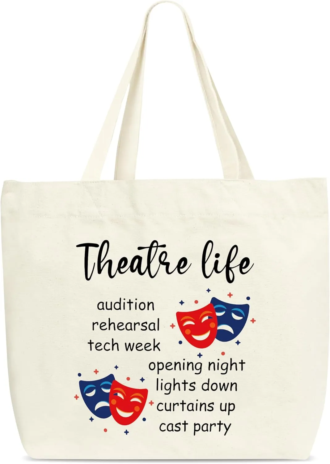 Theater Tote Bag, Theatre Life Tote Bags, Aesthetic Canvas Tote Bag For Shopping, Drama Mask Gift Bag, Theater Gifts For Actor Actress Musical Lover Friends -30