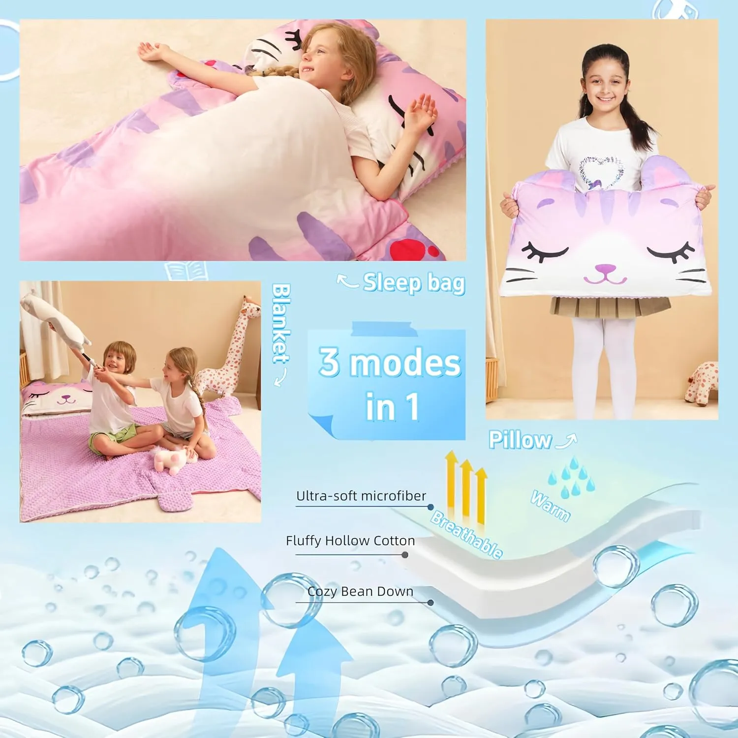 Toddler Nap Mat for Kids Sleeping Mat Napping Mats Slumber Bags Foldable and Portable for Boys Girls Kindergarten Daycare Travel Camping