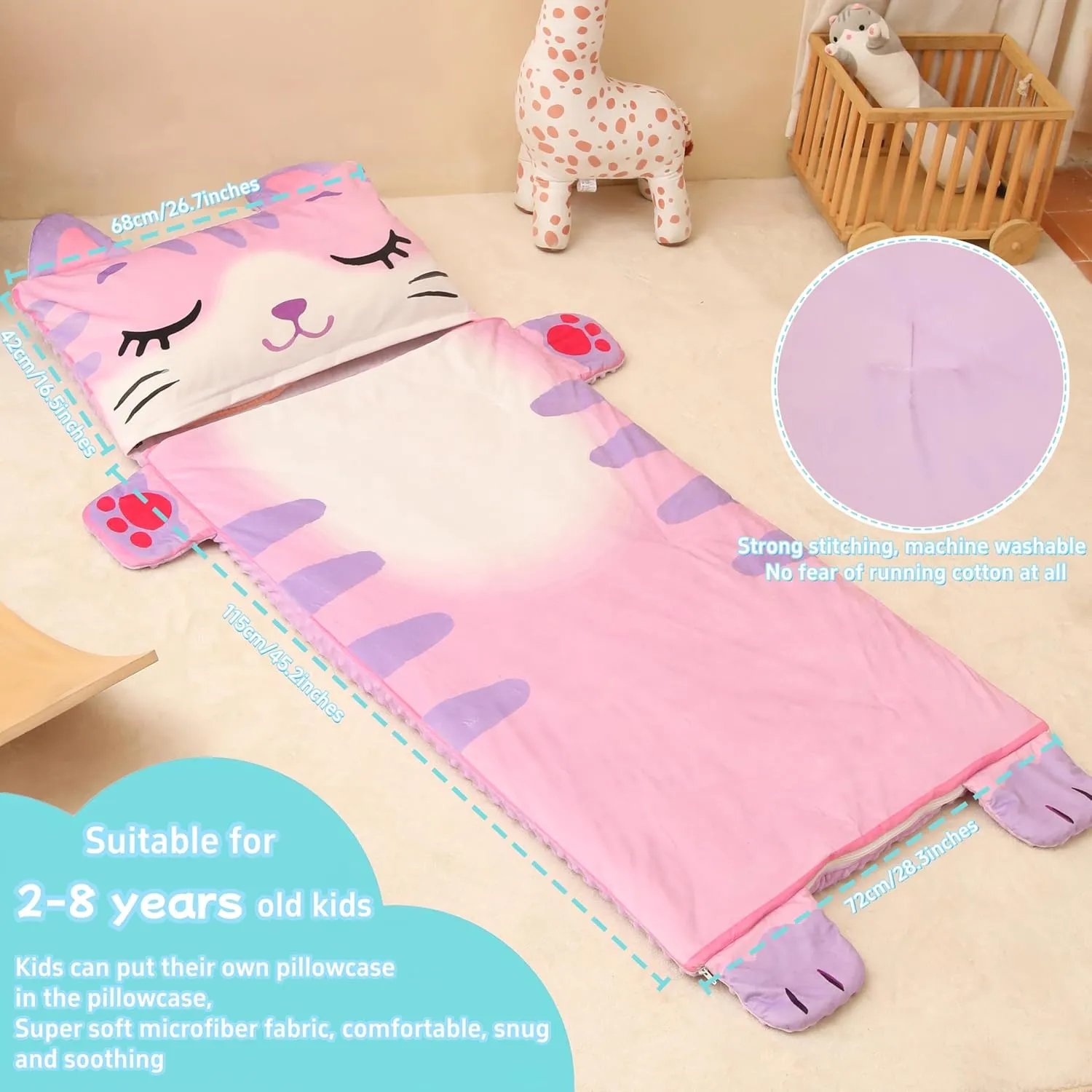 Toddler Nap Mat for Kids Sleeping Mat Napping Mats Slumber Bags Foldable and Portable for Boys Girls Kindergarten Daycare Travel Camping