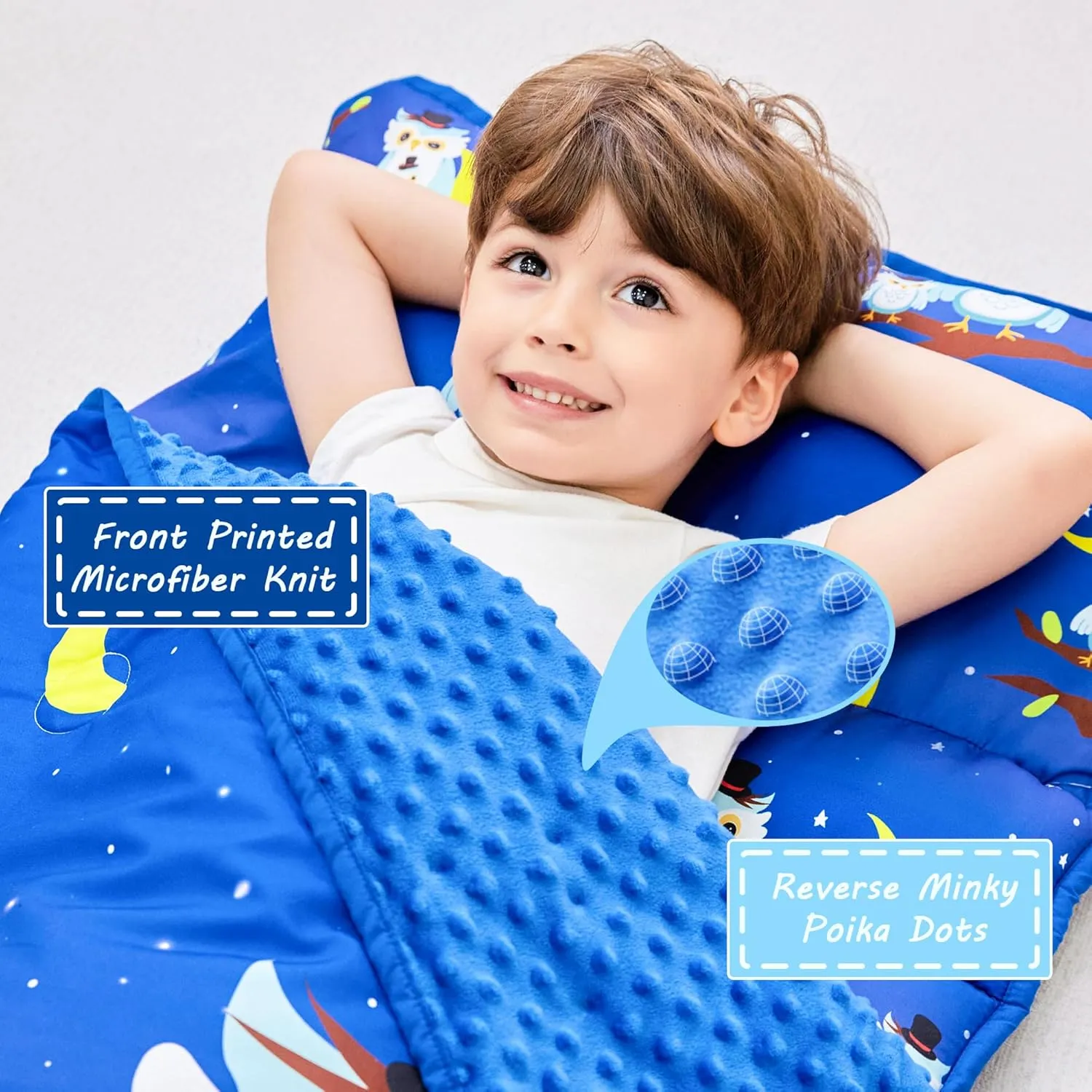 Toddler Nap Mat with Pillow and Blanket, Extra Large Rolled Napping Mats,Slumber Bags for Boys Girls,Kids Sleeping Bag for Daycare, Preschool Travel Camping