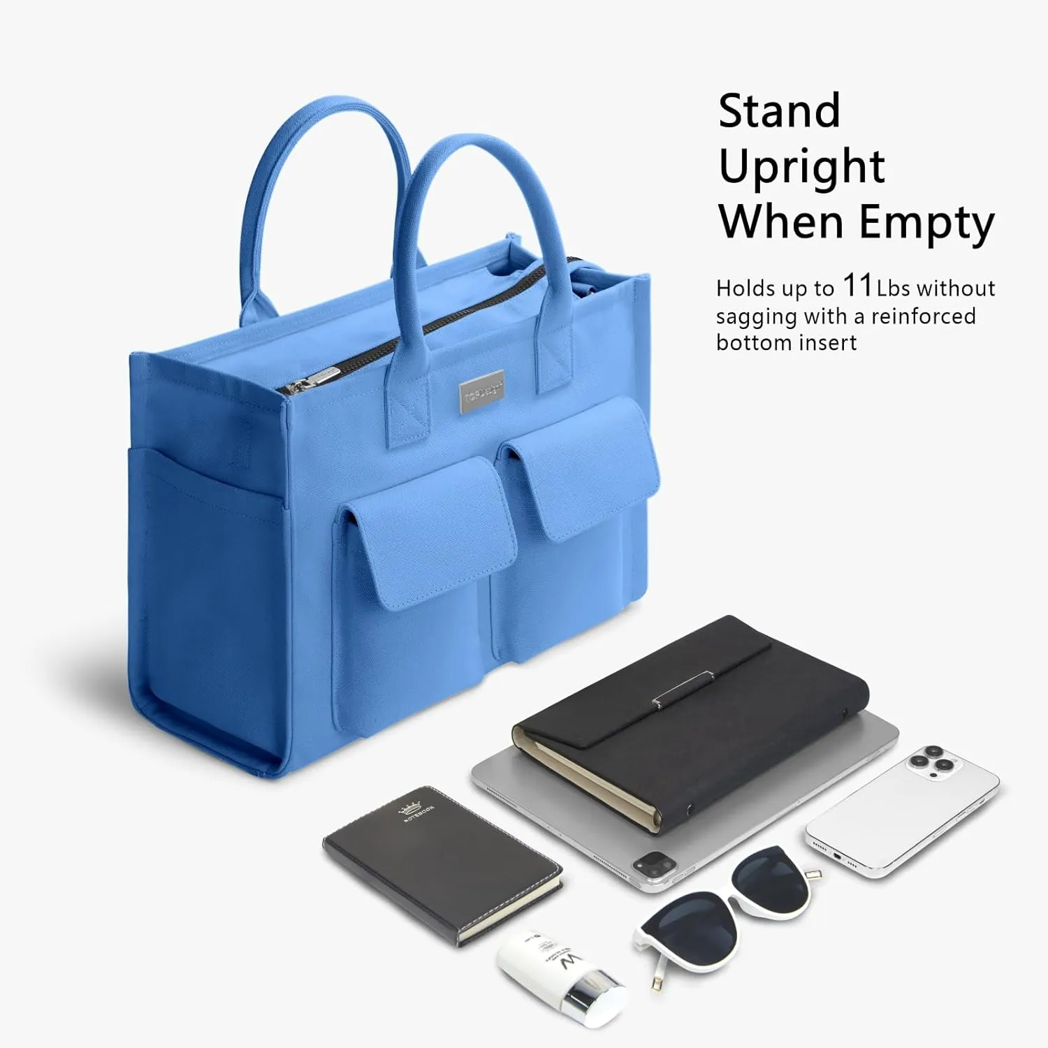 TOPDesign Heavy-Duty Canvas Tote Bag for Women, Crossbody Handbag with 9 Pockets, Everything Tote