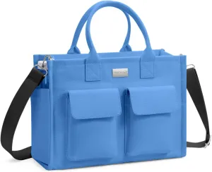 TOPDesign Heavy-Duty Canvas Tote Bag for Women, Crossbody Handbag with 9 Pockets, Everything Tote