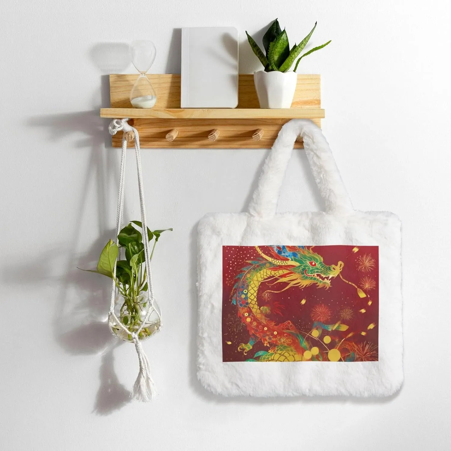 Tote Bag Shoulder Bag Flannel Faux Fur Tote Bag Handbag Fuzzy Bag White Tote Bag Purse