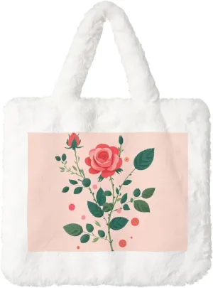 Tote Bag Shoulder Bag Flannel Faux Fur Tote Bag Handbag Fuzzy Bag White Tote Bag Purse