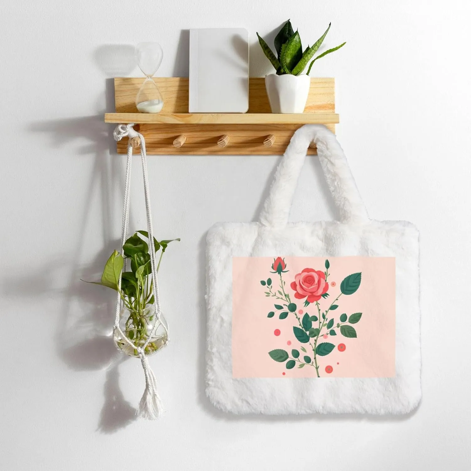 Tote Bag Shoulder Bag Flannel Faux Fur Tote Bag Handbag Fuzzy Bag White Tote Bag Purse
