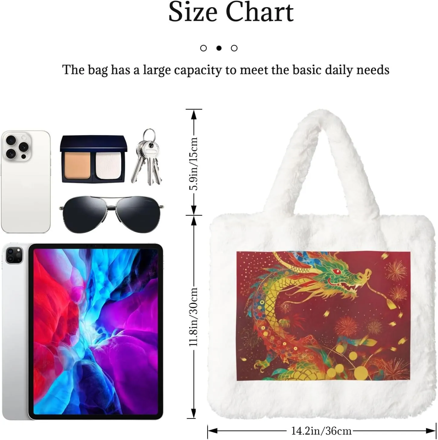 Tote Bag Shoulder Bag Flannel Faux Fur Tote Bag Handbag Fuzzy Bag White Tote Bag Purse