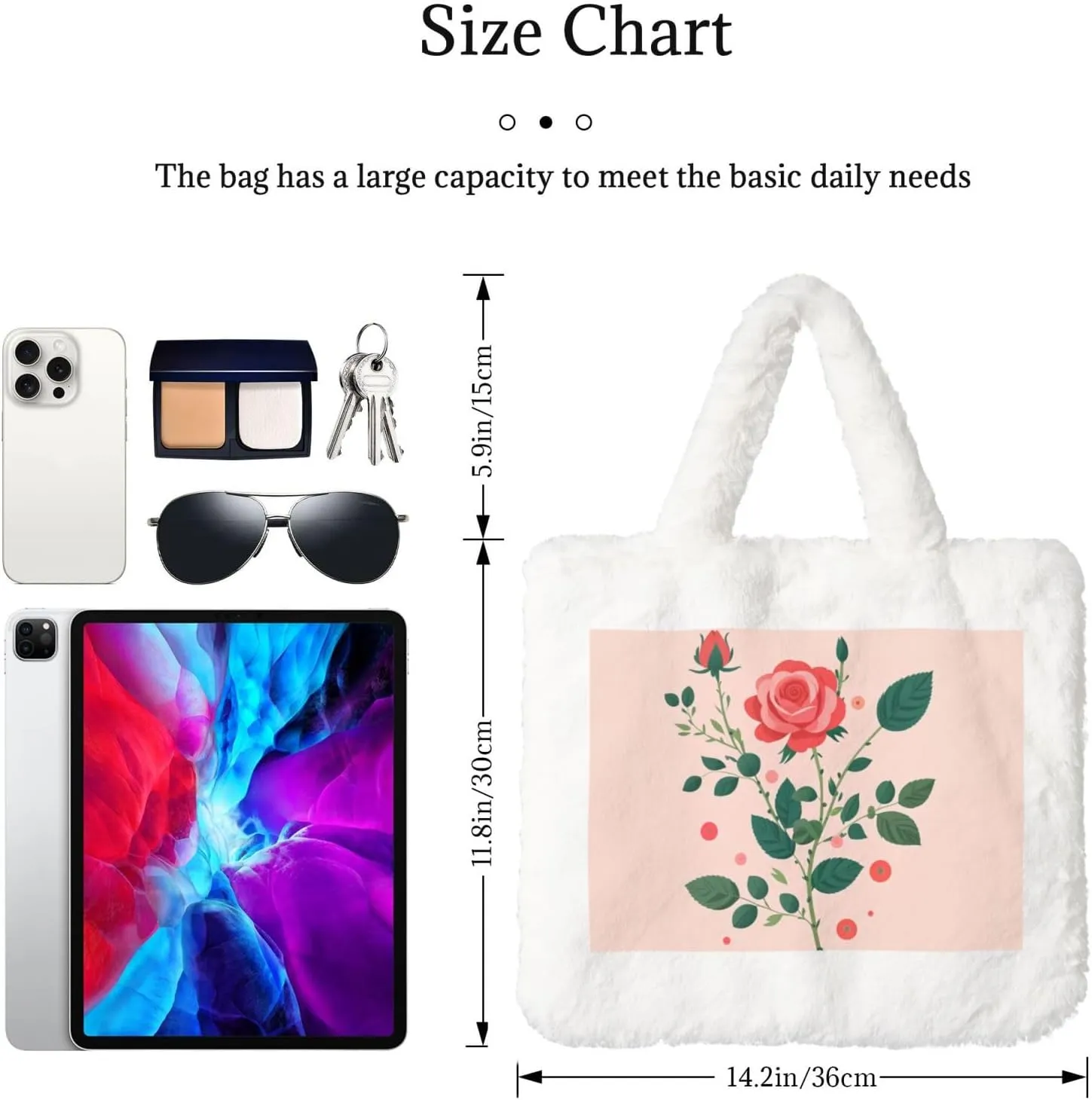Tote Bag Shoulder Bag Flannel Faux Fur Tote Bag Handbag Fuzzy Bag White Tote Bag Purse