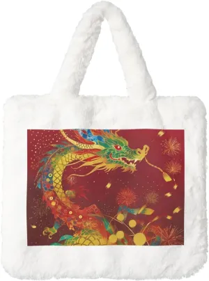 Tote Bag Shoulder Bag Flannel Faux Fur Tote Bag Handbag Fuzzy Bag White Tote Bag Purse