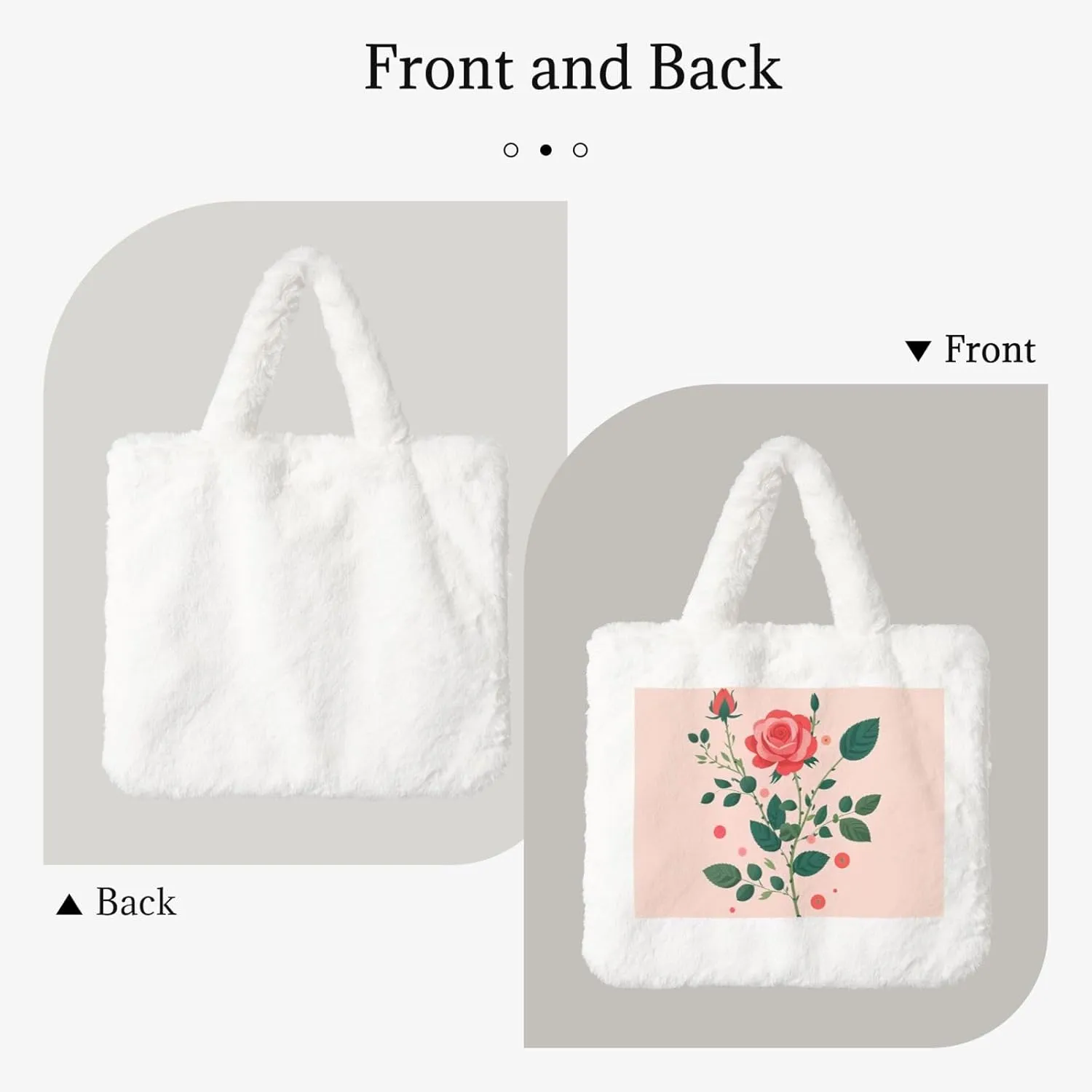 Tote Bag Shoulder Bag Flannel Faux Fur Tote Bag Handbag Fuzzy Bag White Tote Bag Purse