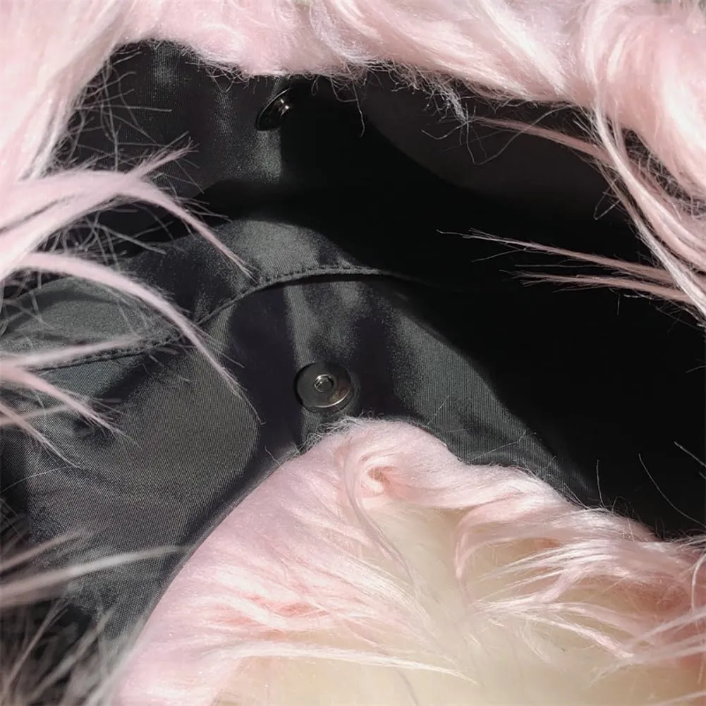 Tote Bags for Women Faux Fur Y2K Hobo Handbag Fuzzy Furry Shoulder Purse