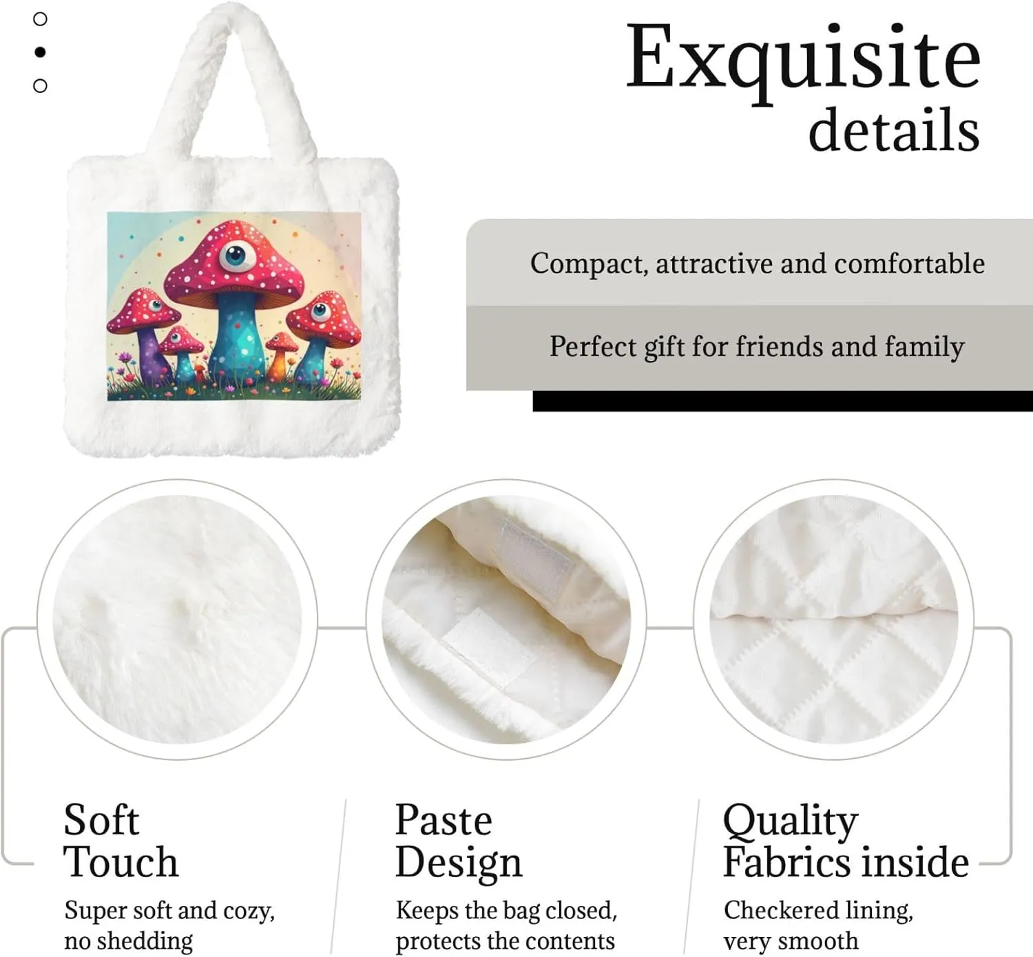 Tote Fluffy Bag Faux Fur Purses for Women Plush Handbag Cute Purse for Autumn Winter