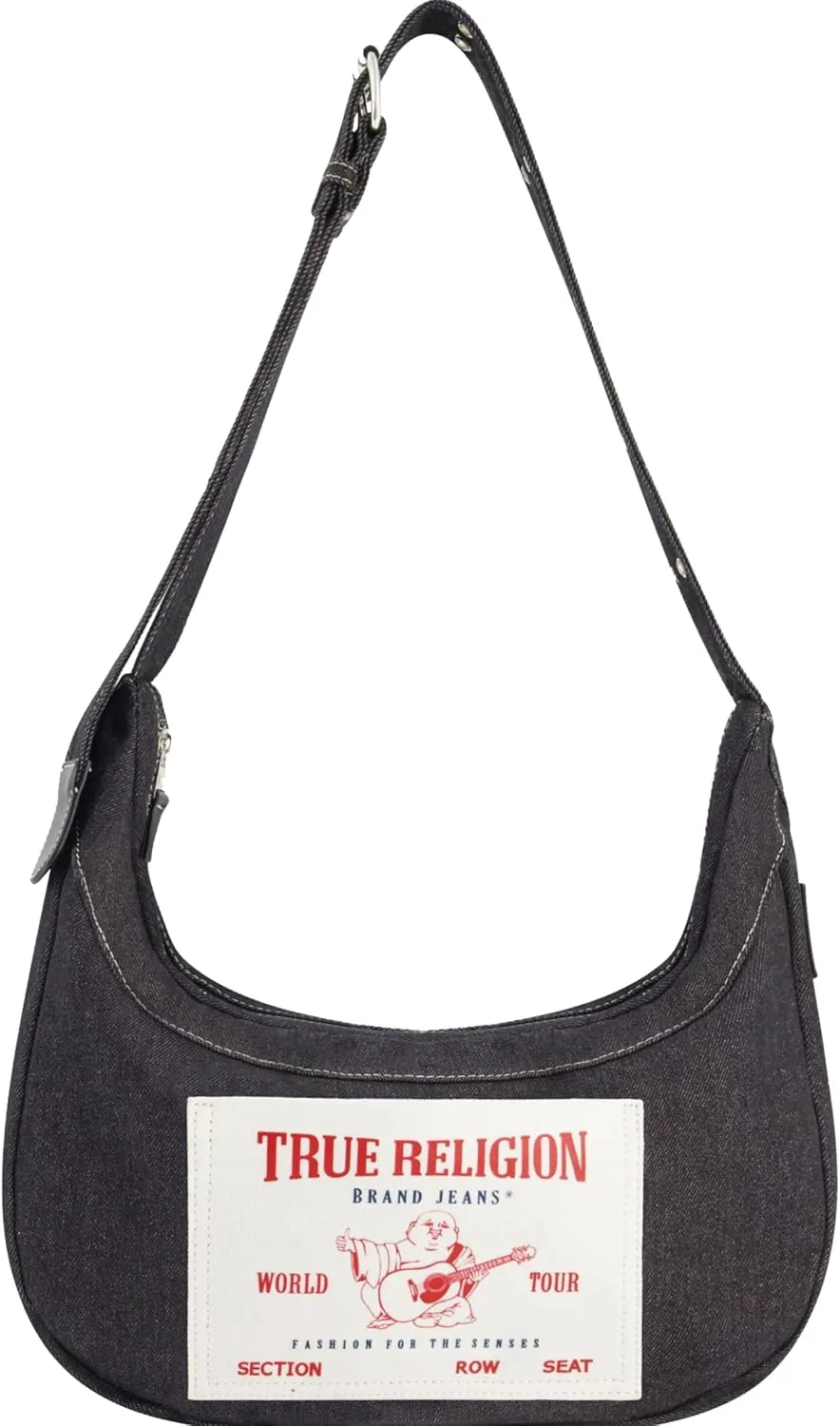 True Religion Women's Shoulder Bag Purse, Buddha Pocket Hobo Handbag with Adjustable Strap