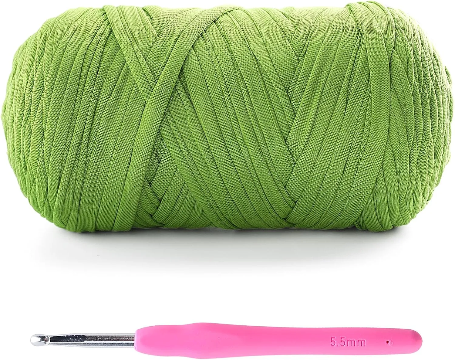Tshirt Yarn for Crochet - 400 g/130 yds T Shirt Yarn for Crocheting Bags/Baskets/Home Decor - Soft Elastic Fabric T-Shirt Yarn with 1 Crochet Hook (1, Autumn Green)
