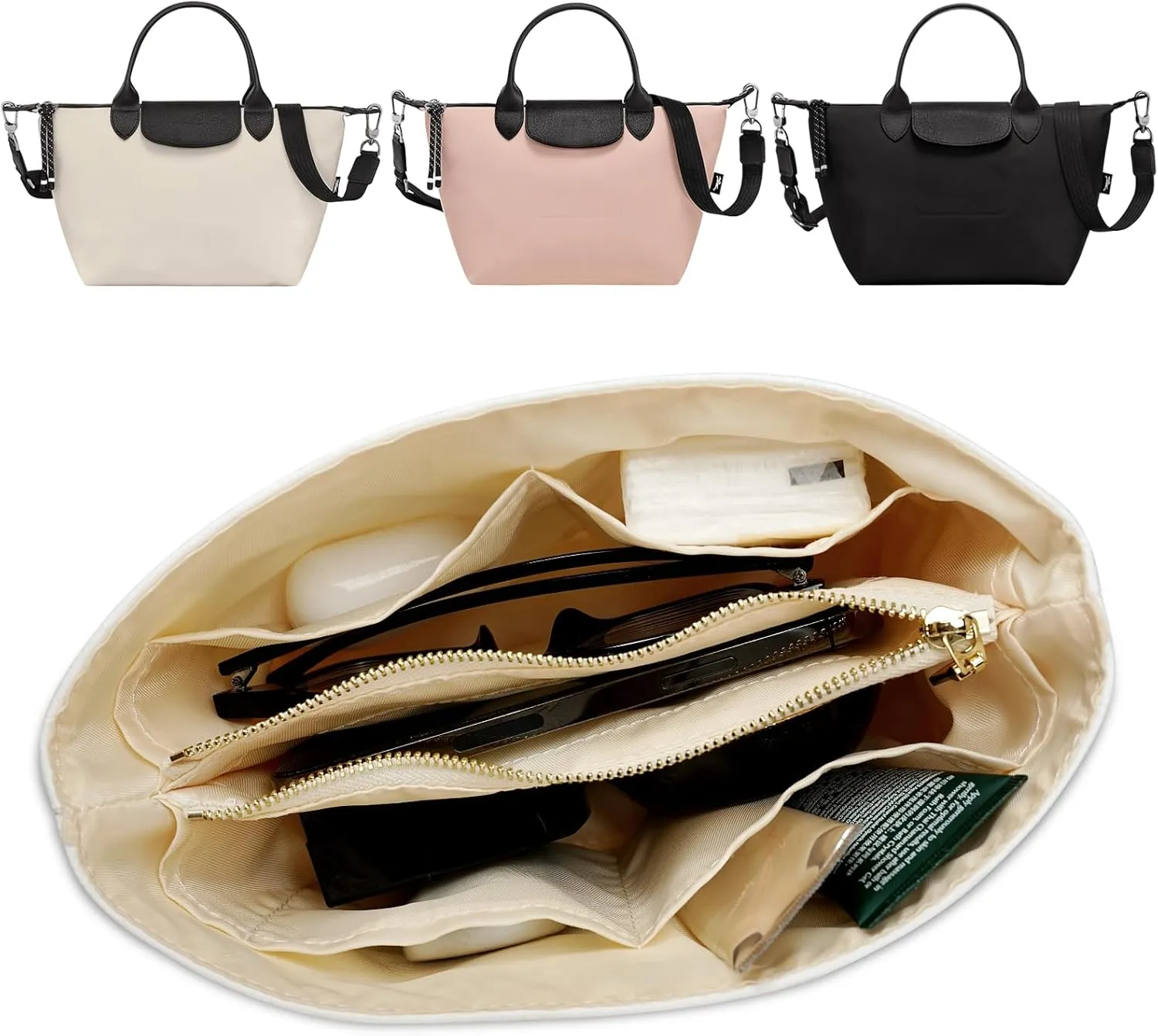 Ultra-light Purse Organizer Insert Compatible with Longchamp Energy Series Bag and More, Waterproof DupontPaper and Silk Handbag Inner for Luxury Bags, Keeps Tote Handbag Neat (Energy, S)