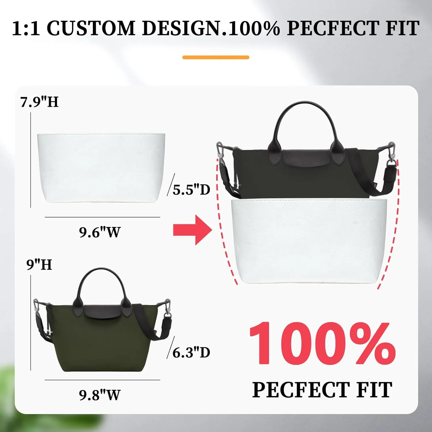 Ultra-light Purse Organizer Insert Compatible with Longchamp Energy Series Bag and More, Waterproof DupontPaper and Silk Handbag Inner for Luxury Bags, Keeps Tote Handbag Neat (Energy, S)
