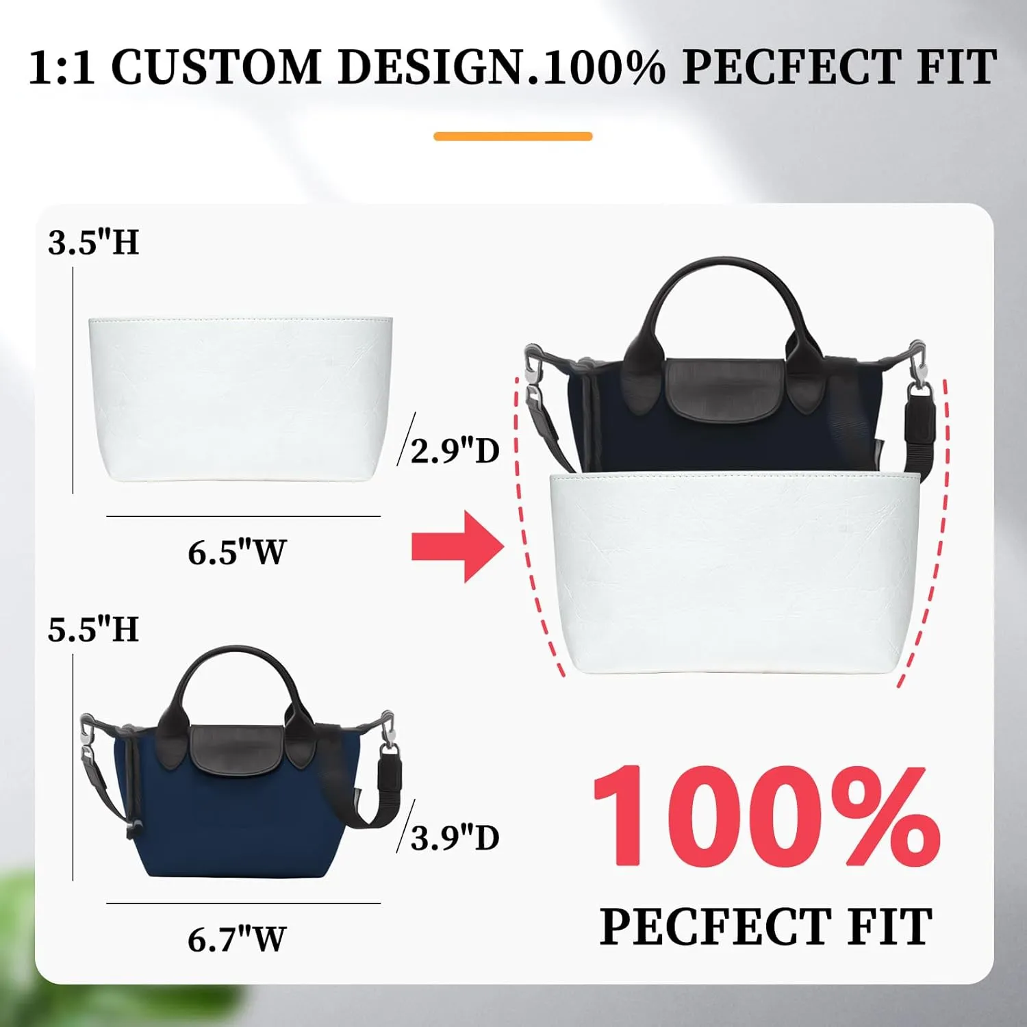 Ultra-light Purse Organizer Insert Compatible with Longchamp Energy Series Bag and More, Waterproof DupontPaper and Silk Handbag Inner for Luxury Bags, Keeps Tote Handbag Neat (Energy, XS)