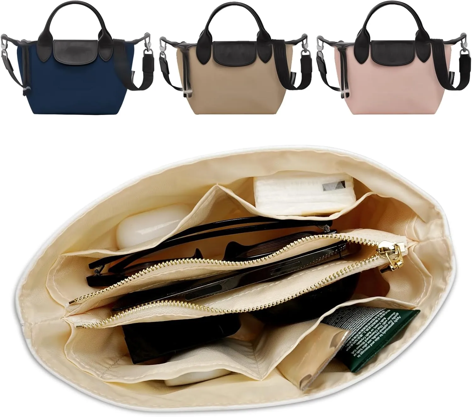 Ultra-light Purse Organizer Insert Compatible with Longchamp Energy Series Bag and More, Waterproof DupontPaper and Silk Handbag Inner for Luxury Bags, Keeps Tote Handbag Neat (Energy, XS)